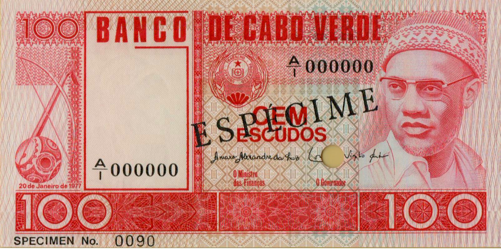 Caper Verde 100 1977 UNC P-54/s [Specimen]